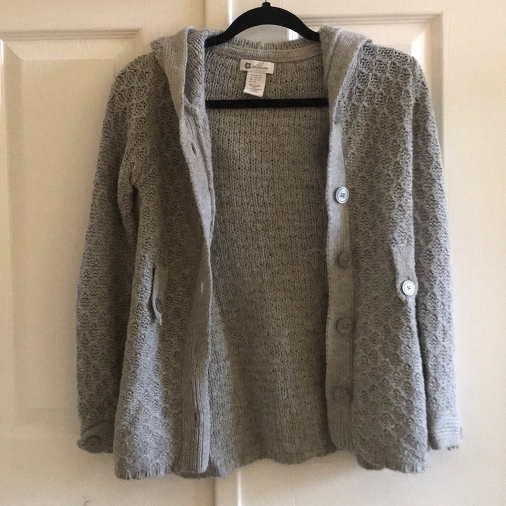 NWOT Vintage Grey Hooded Knit Cardigan